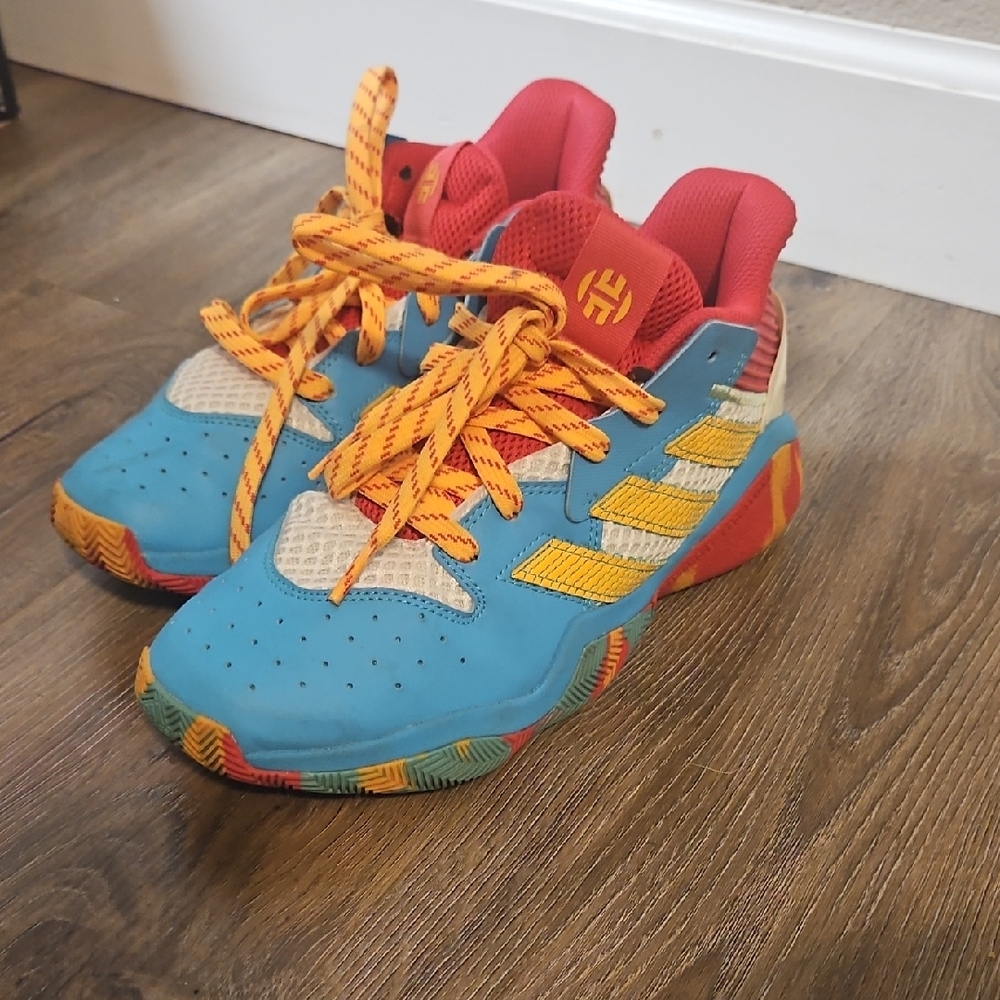 ADIDAS Harden Stepback J Shoes FY2983 SZ 4.5 Cyan Solar Gold Limited Edition